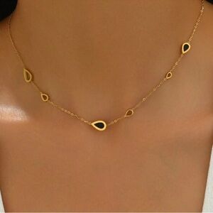 Gold Plated Stainless Steel Teardrop Necklace